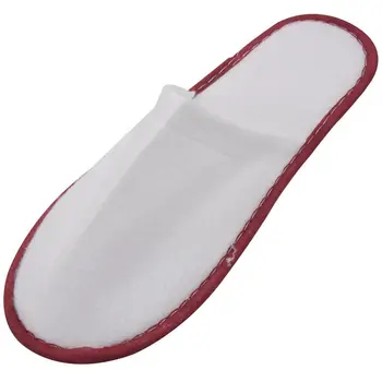 

20 pairs of White Towelling Hotel Disposable Slippers Terry Spa Guest Shoes White + Red