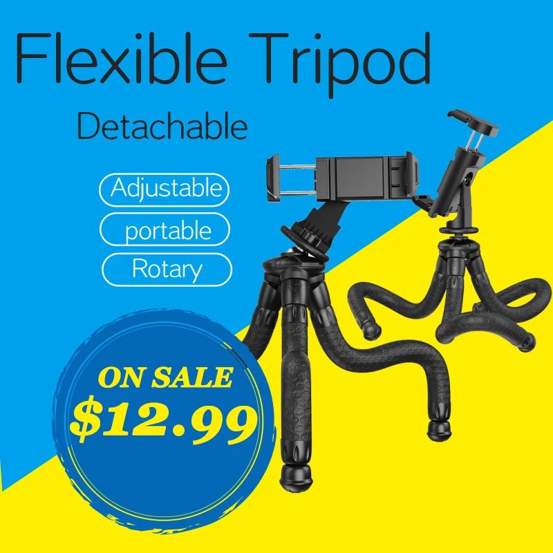 

2 In 1 Portable Table Flexible Tripod 360 Rotation Vertical Shooting Detached Phone Tripod Holder For Go-Pro Outdoor Home Selfie