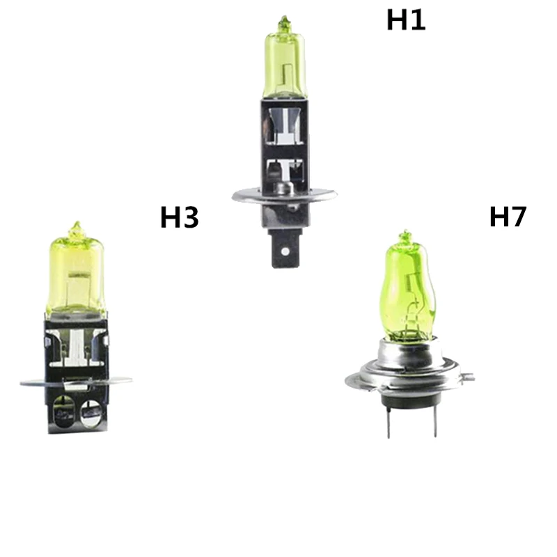 2 Шт Автомобильные галогенные лампы, прочный экологичный безопасный автомобильный светильник H1/H3/H4/H7, белый ксеноновый светильник, противотуманный светильник, аксессуары для автомобиля - Испускаемый цвет: Yellow
