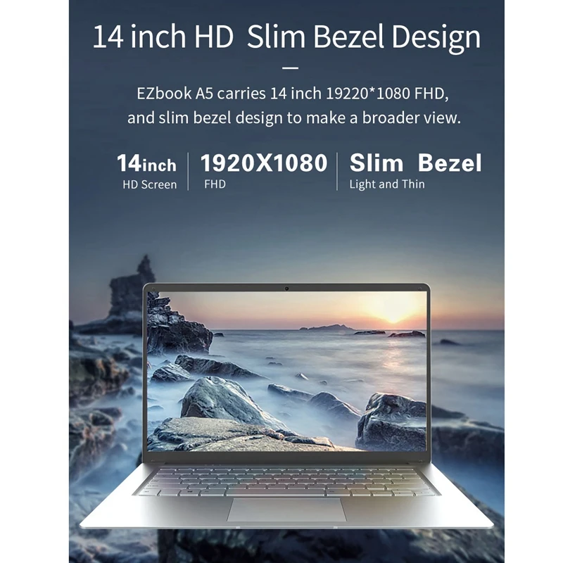Jumper EZbook A5 14 Inch Laptop 1080P FHD Intel Cherry Trail Z8350 Quad Core Notebook 1.44GHz 4GB LPDDR3 64GB EMMC Windows 10 US