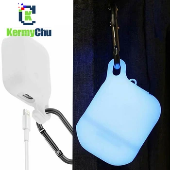 

Luminous Waterproof Silicone Case for For Airpods Anti-scratch Headphone Protection Cover Charging Box Earpod Case with Hooks