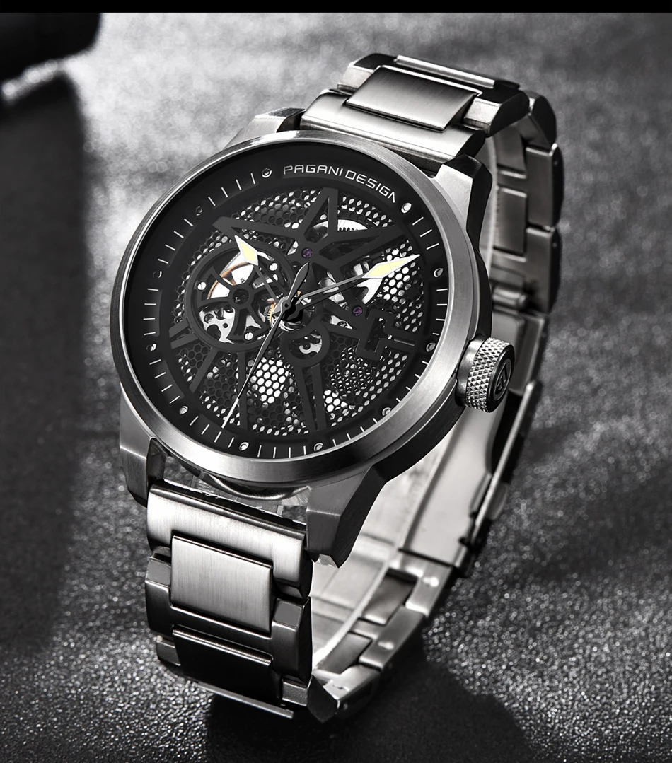 Модные Роскошные брендовые кожаные часы Pagani с турбийоном, автоматические мужские наручные часы, мужские механические Стальные наручные часы Relogio Masculin