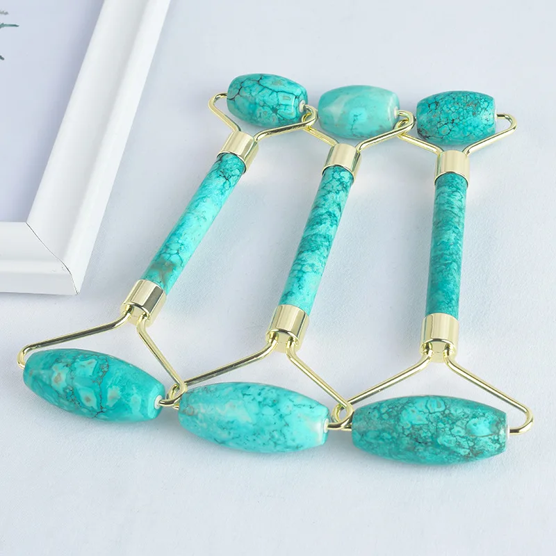 natural turquoise Jade Roller Face Massager Lift Slimmer Shaper jade stone Facial Beauty Jade Massager roller beauty care skin t natural crystal worry stone oval flat spiritual pocket palm stones for chakra balancing yoga meditation