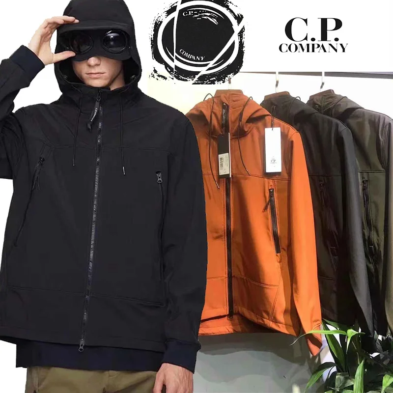 

2021 Fashion ISLAND MEN CP Men's STONE Plus Size Hooded Zipper Pocket Jacket Long Sleeve Warm Streetwear Windbreaker Coat