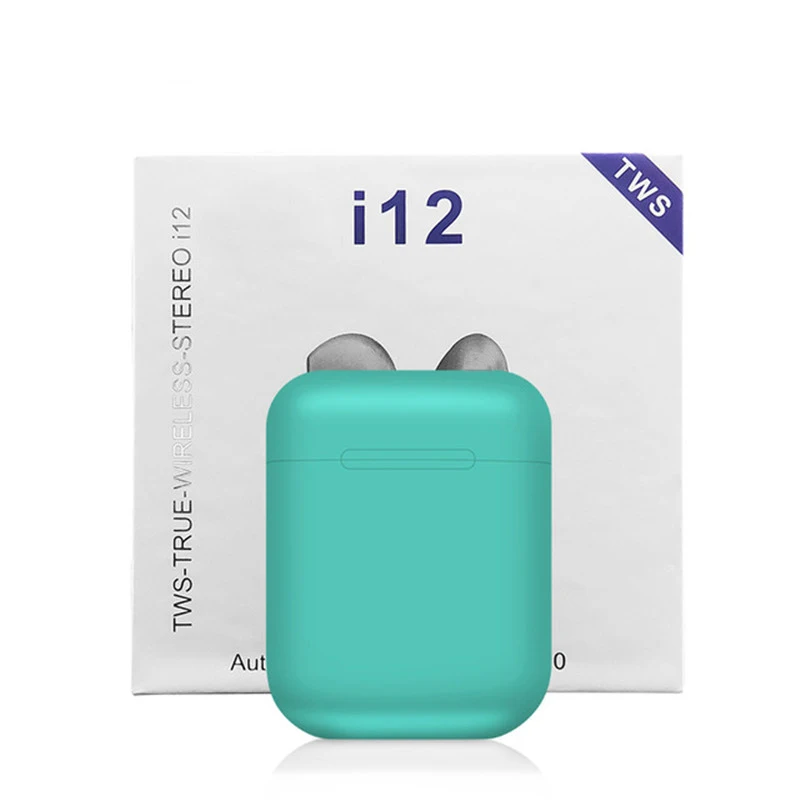 I12 TWS Bluetooth наушники 5,0 с микрофоном сенсорное управление беспроводные наушники водонепроницаемые беспроводные наушники-вкладыши музыкальные вкладыши - Цвет: i12-M--Green