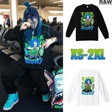 Billie Eilish футболка с длинным рукавом для мужчин и женщин весна хип-хоп Уличная billy irish Косплей круглый вырез черный хлопок janpanese