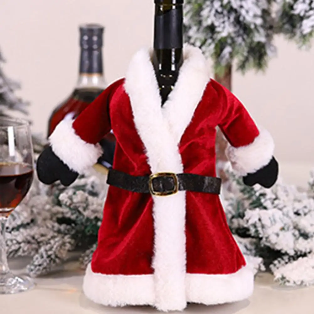 New Stylish Christmas Dress Gown Champagne Wine Bottles Cover Sleeve Table Dining Decor Xmas Party Ornament