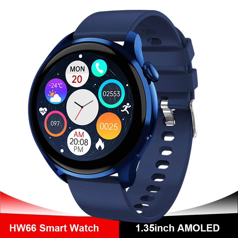 Smart Watch Smartwatch HW66 AMOLED 1.35 Inch HD Screen Bluetooth Dial Call Heart Rate Monitor Women pk huawei GT3 GTR 3 GTS 2