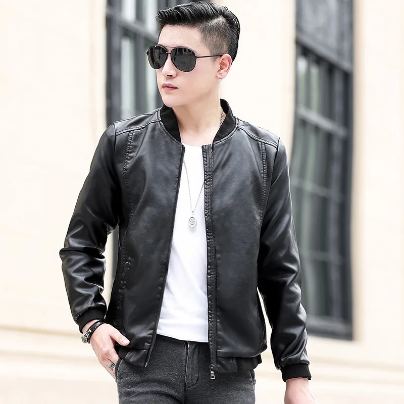 

New Style Leather Coat MEN'S Leather Jacket Casual Coat Korean-style Trend Slim Fit Handsome Youth Spring And Autumn