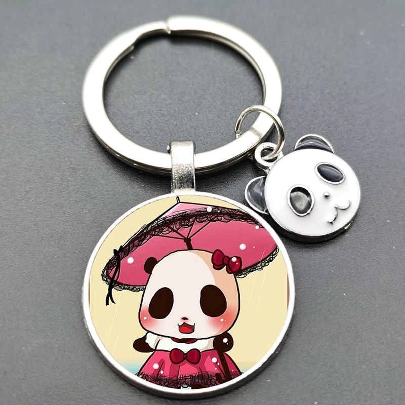 Cute Cartoon Panda Crystal Keychain Alloy Accessories Men and Women Same Style | Украшения и аксессуары