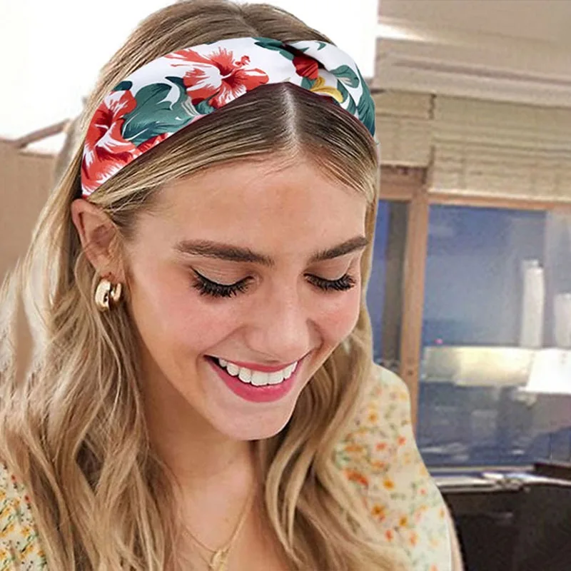 Women Cross Knot Hairband Floral Print Headband Casual Fabric Hairband Head Wrap Girls Hair Band Accessories повязка на голову best hair clips