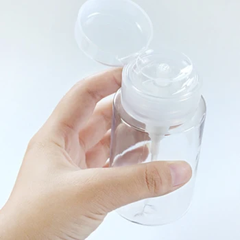 

200ML Transparent One Touch Pump Dispenser Bottle with Flip Cap Plastic Travel Lotion Perfume Cosmetic Remover Water Container