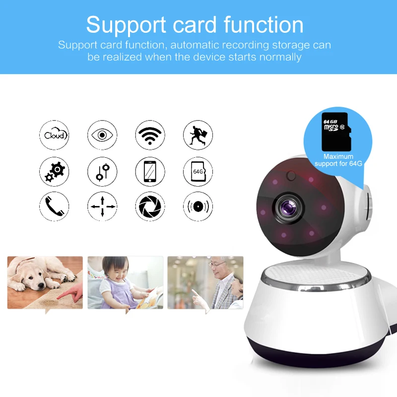720P домашняя ip-камера безопасности Двусторонняя аудио Беспроводная мини-камера ночного видения Wi-Fi камера видеонаблюдения монитор младенца приложение имя V380