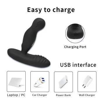 Electric Shock Prostate Massager Vibrators For Men 360 Rotate Butt Anal Plug Vibrator Male Wireless Buttplug Sex Toys For Men 5
