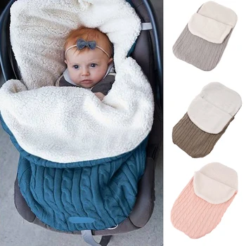 

Baby Sleeping Bag Warm Blanket Polyester Newborn Infants Bags Wrap Stroller Soft Brown White Solid Sleeping Bags For Children