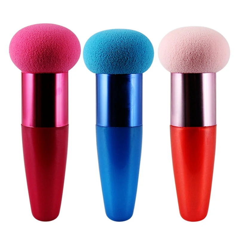 1PC Women Mushroom Head Foundation Powder Sponge Beauty Cosmetic Puff Face Makeup Brushes Tools With Handle Random Color