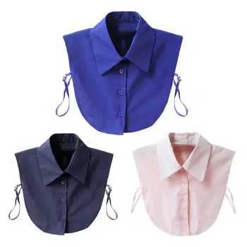 

Soft Chiffon Pointed Fake Collar Half Shirt Necklace Choker with Buttons Band
