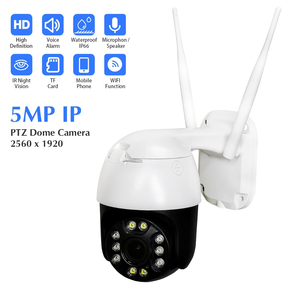 Уличная скоростная купольная PTZ IP камера 5 Мп/2 Мп Wi Fi приложение с 2 сторонним
