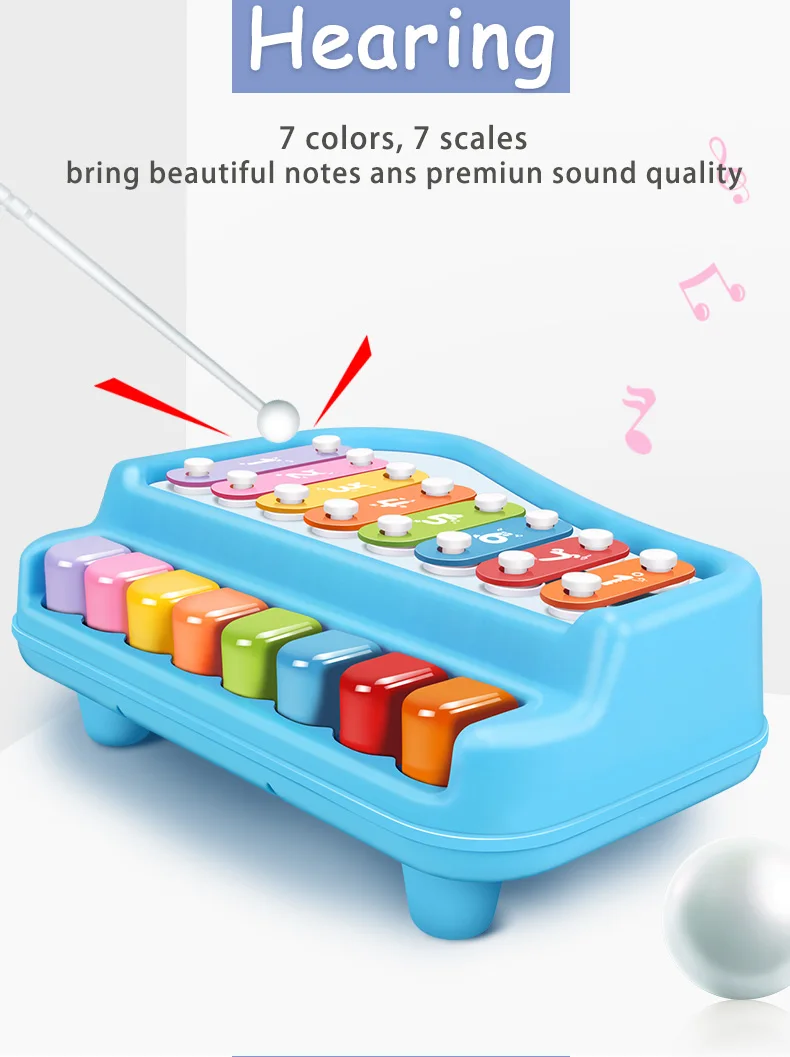 Пластиковый ксилофон Пианино музыкальный инструмент, игрушка 5/8 масштаб для детей от 1 до 3 детей Образование малыша Мобильная игрушка для мальчиков и девочек