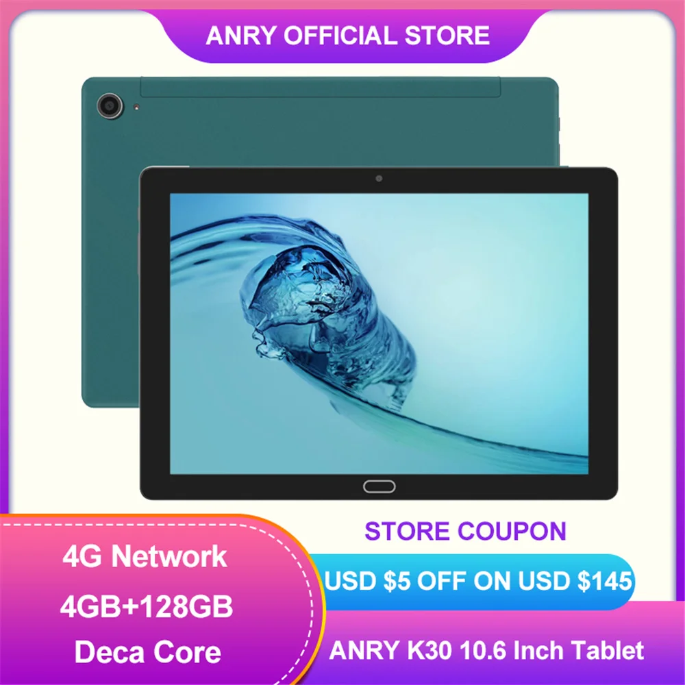 Планшет ANRY на Android 10 6 десять ядер экран 8 1 дюйма 4 Гб + 128 ГБ 9000 мАч | Компьютеры и
