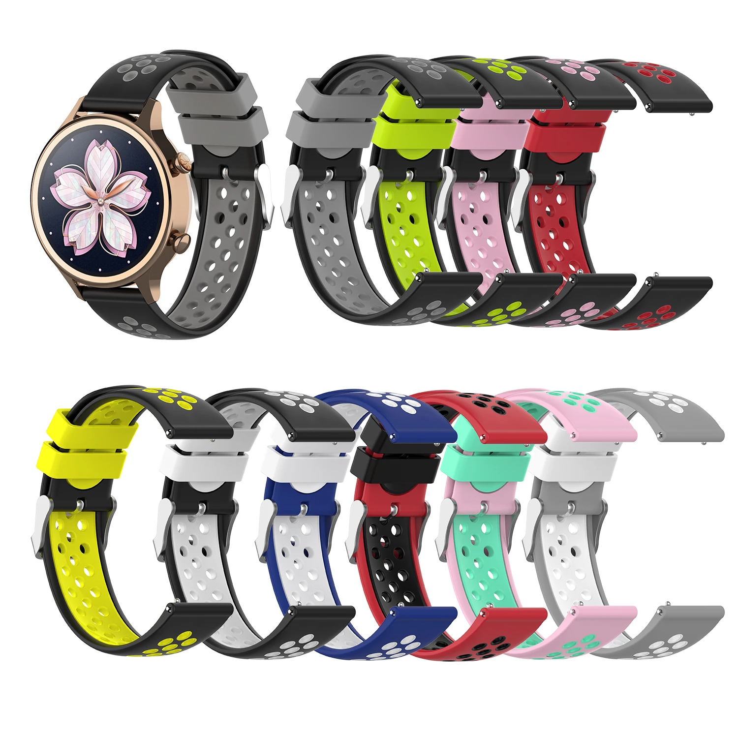 Двойной цвет Смарт Браслет для Xiaomi Huami Amazfit Bip ремешок на запястье браслет Huawei Watch