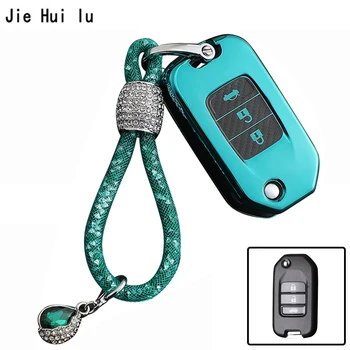 

3 Button Leather Car Key Fob Pocket Cover Case For Honda Civic CR-V HR-V Accord Jade Crider Odyssey 2015- 2018 Remote Protector