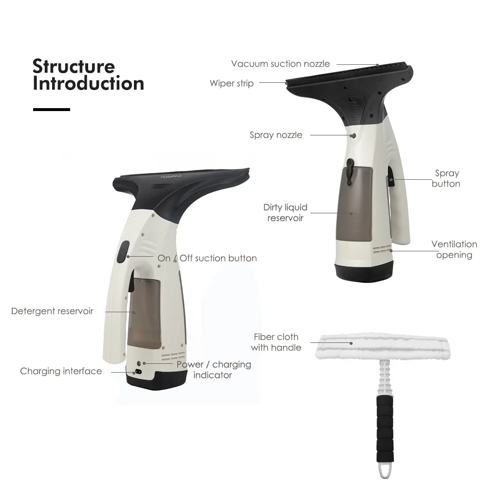 Перезаряжаемый беспроводной оконный стеклянный пылесос с Ракель-Распылителем 120 мл резервуар для воды для Бытовая щетка для чистки инструментов