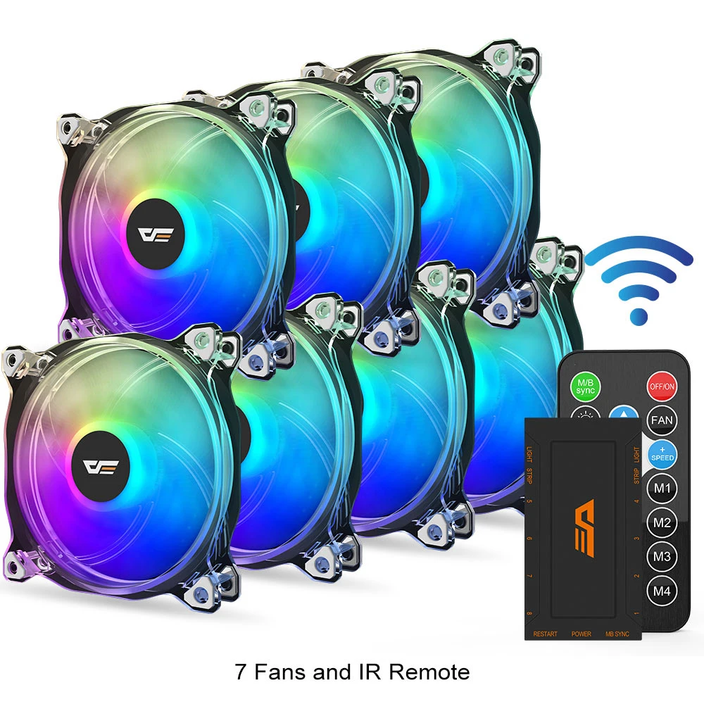 Aigo darkFlash 120 мм RGB светодиодный чехол для ПК Вентилятор охлаждения процессора тихий+ дистанционный Вентилятор охлаждения воды AURA синхронизирующий компьютер кулер для процессора чехол для вентилятора - Цвет лезвия: 7fan and controller