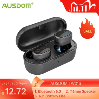 

AUSDOM TW01S Wireless Earphones Bluetooth 5.0 Earphone TWS HIFI Mini In-ear Sports Running Headset Support iOS/Android