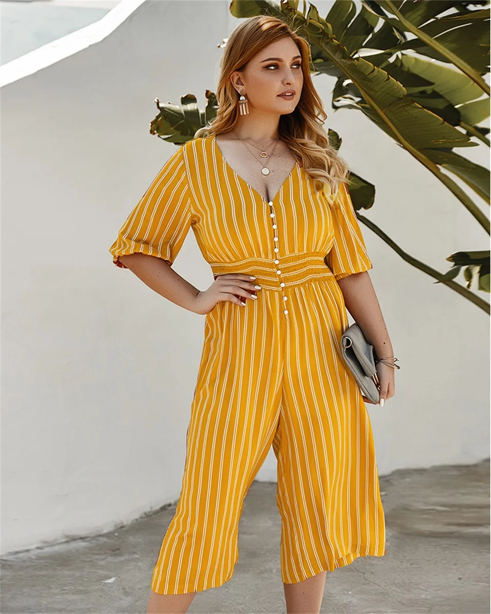 yellow plus size jumpsuit