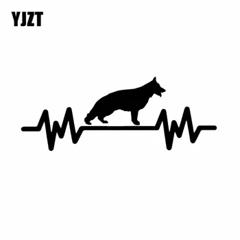 

YJZT 17.3X6.6CM German Shepherd Heart Beats For Lifeline Vinyl Dog Breed Decal Car Sticker Black/Silver C24-1544