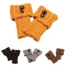 Теплые однотонные вязаные крючком гетры с пуговицами для женщин; носки для обуви; манжеты