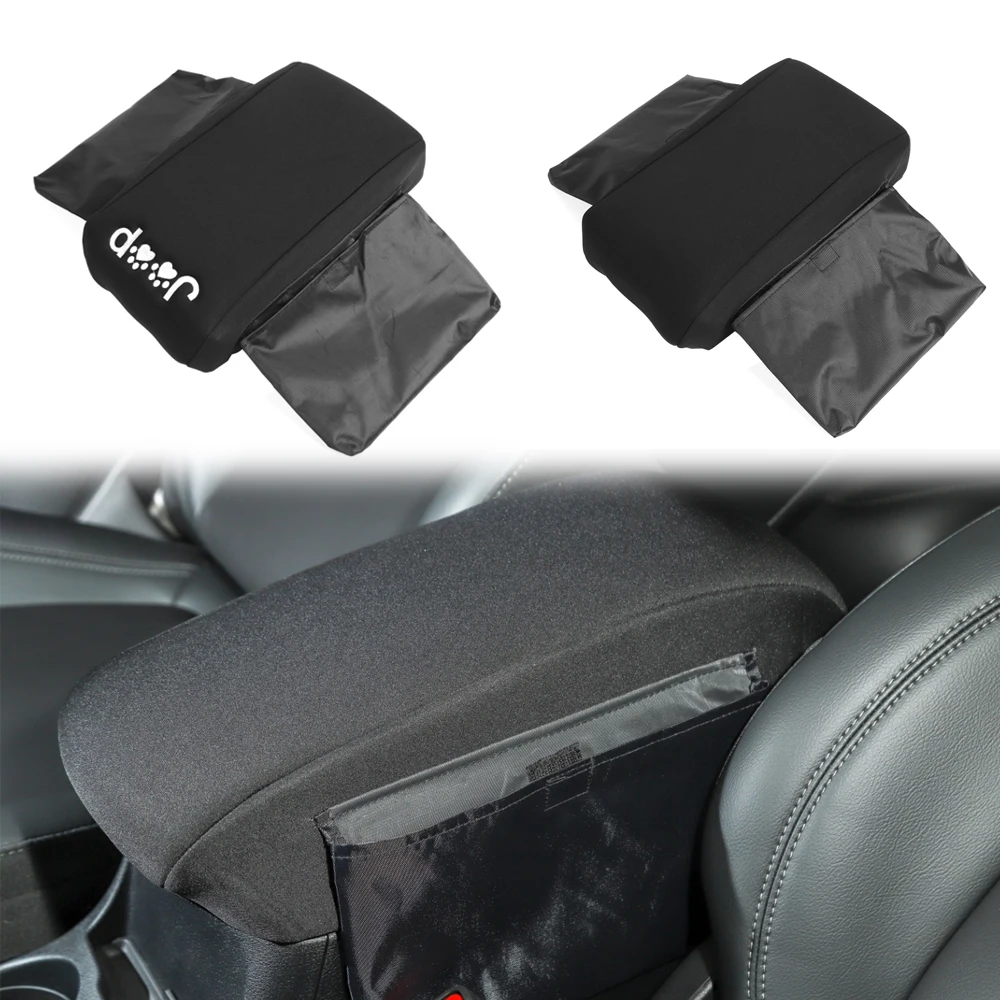 

for Jeep Cherokee 2014 Auto Center Console Armrest Box Pad Cotton Velvet Cover Car Decorative Black with Storage Bag Accessories