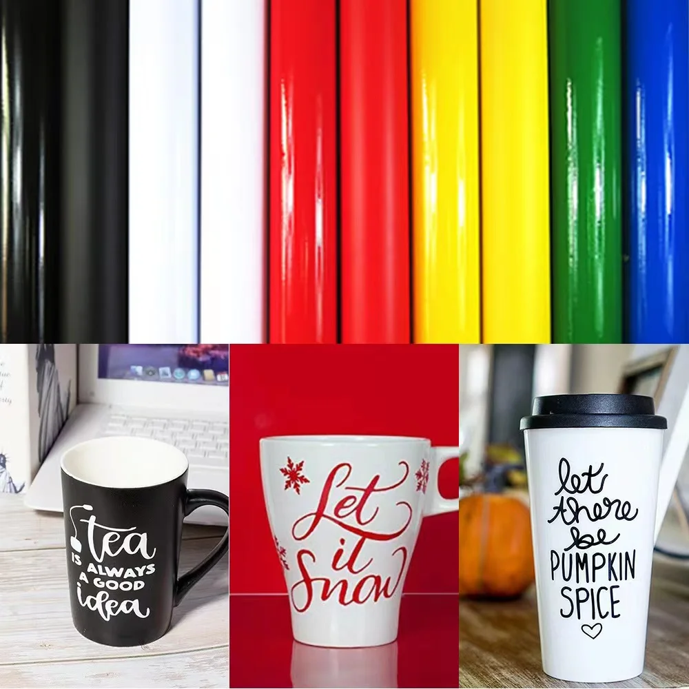 1 Roll 12"x5'/30cmx25/50/100/150cm Permanent Self Adhesive Vinyl  Colors for Decor Sticker Design Cup Handmade Glass for cut