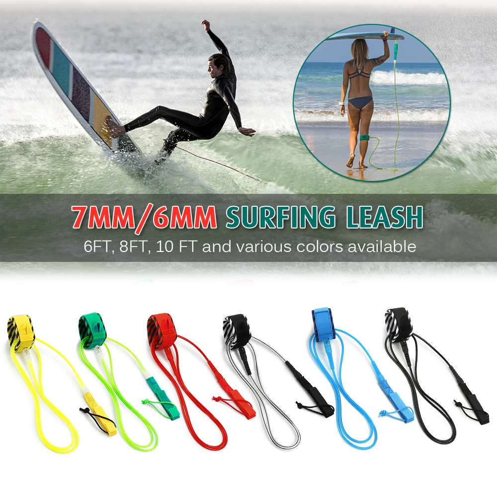 6FT Paddle Leash Surf Leash Surfboard Smooth Steel Swivel Surfing Leg Rope Smooth Steel Paddle board