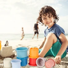 Ensemble de gobelets empilés pour salle de bain, 8 pièces, jouets empilables, jeux d'eau/plage, baignoire amusante pour bébé, meilleurs jouets pour tout petits
