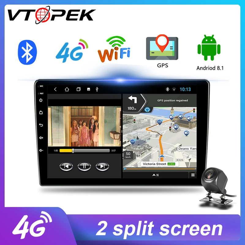 

Vtopek Android Radio Car Stereo Universal Multimedia player GPS Navigation Bluetooth WiFi USB Radio Head Unit Double din 4G net
