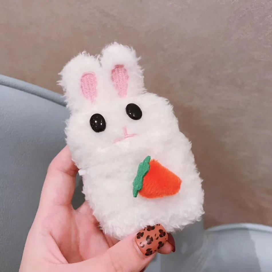 3D Cute Earphone Case For Airpods Case 1 Cartoon Knitted Plush Cover For Apple Airpods 2 Case Bear Teddy Dog Rabbit Earpods Case - Color: 782B