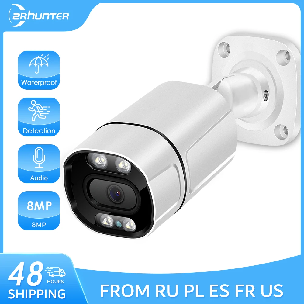 

4K 8MP HD POE IP Camera Audio H.265 4MP Outdoor AI Motion Detection Alert Bullet IR Night Vision Surveillance CCTV Camera