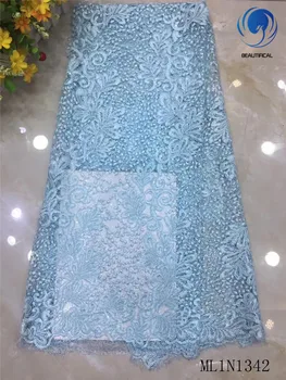 

Beautifical French lace fabrics New design tulle lace african embroidery fabric for women nigerian lace 5yards/lot ML1N1342