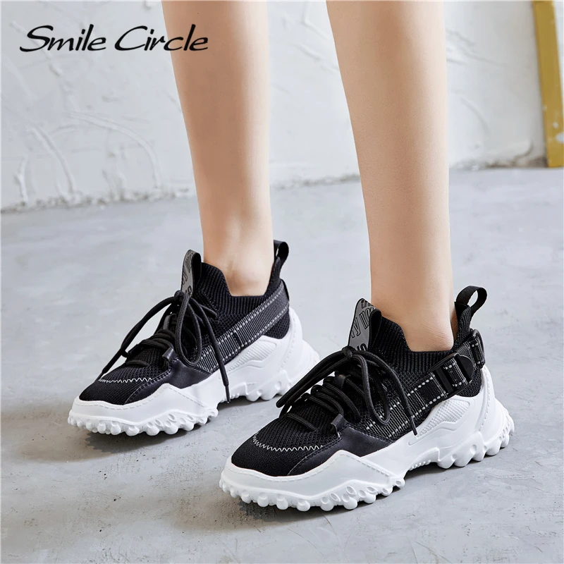 Кроссовки Smile Circle Женская обувь на плоской платформе Сезон весна Модная дышащая