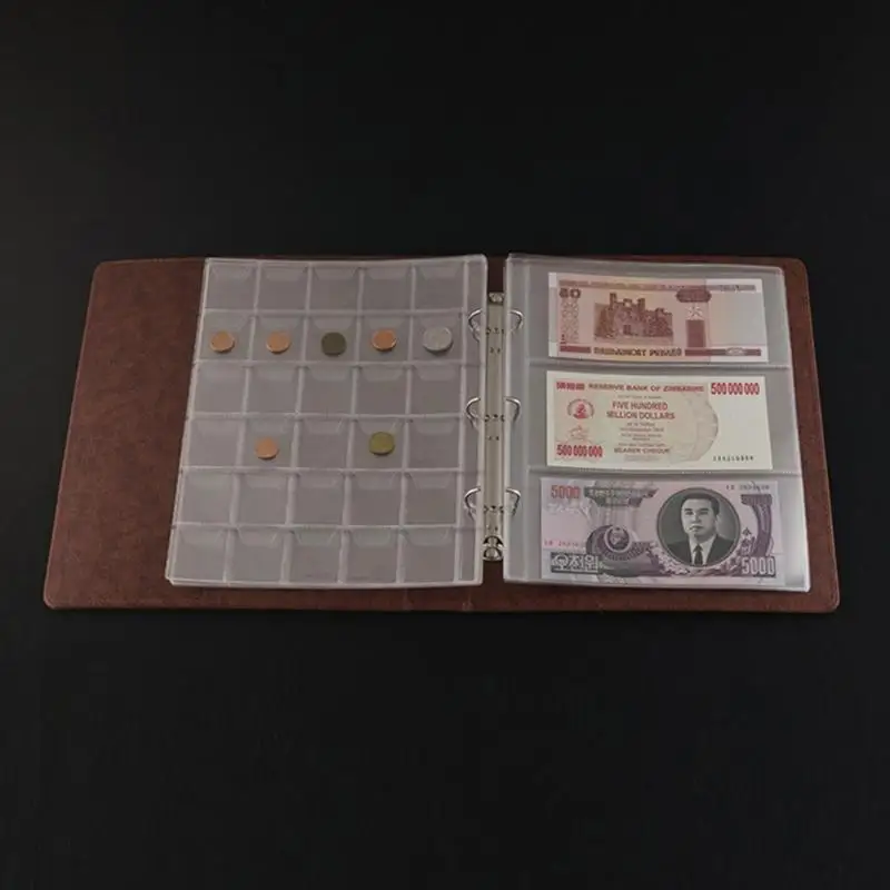 

Plastic Coin Holder Album Folder Pages Sheets For Storage Hard Cash Money Collection Album Creative PVC Album