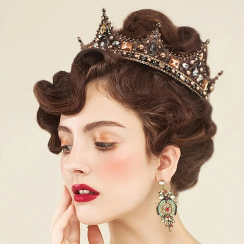 Billig FORSEVEN Braut Haar Schmuck Volle Kreis Perlen Perle Kristall Tiaras Kronen Diadem Kopfstück Frauen Hochzeit Haar Zubehör JL