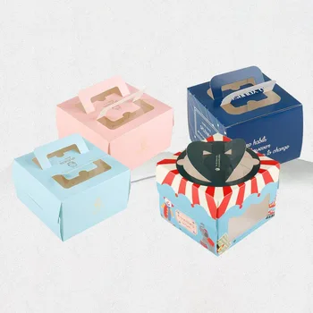 

Various Colors Cartoon Kraft Paper Packing Box With Transparent PVC Window Gift Box Wedding Cookie Candy Cake Boxes 10pcs