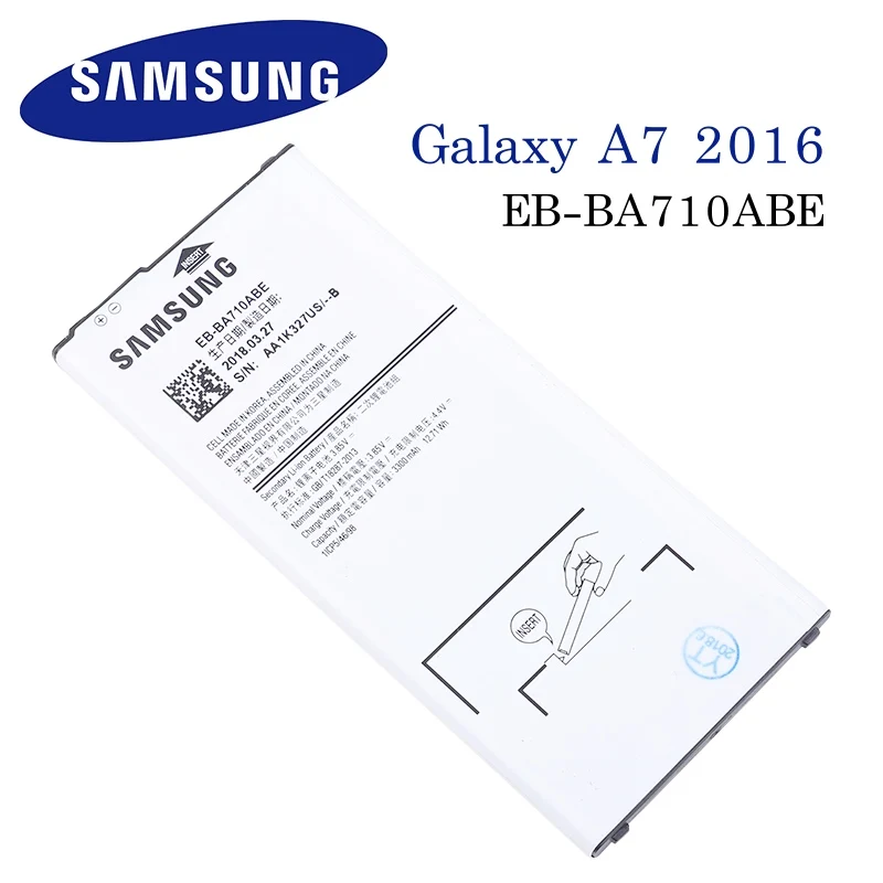 Samsung GALAXY A7 A7100 A7109 A710 A710F EB-BA710ABE сменный аккумулятор настоящий телефон аккумулятор 3300 мАч