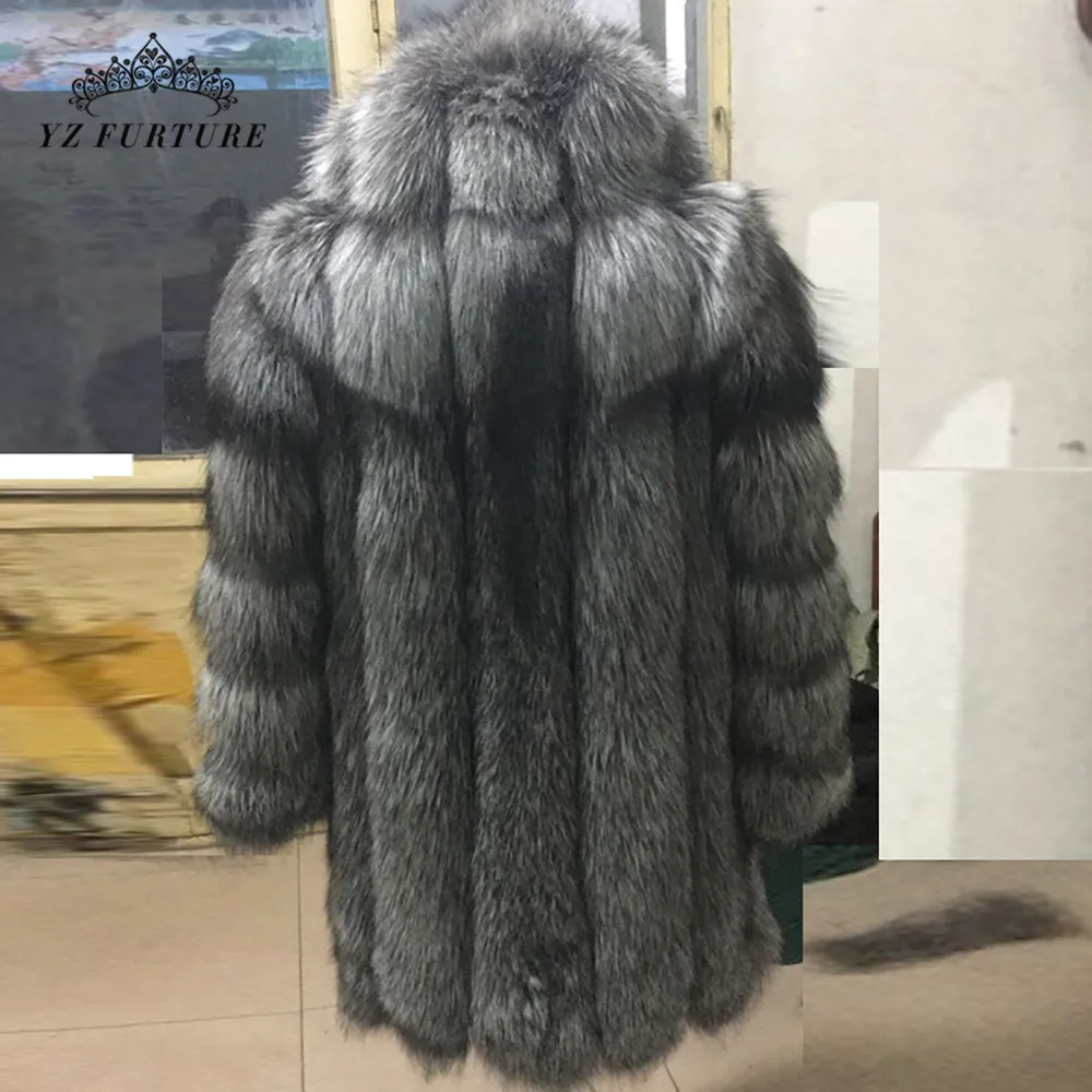 Женская шуба из натурального Лисьего меха с круглым вырезом, толстая теплая Женская куртка из натурального Лисьего меха, верхняя одежда, модные зимние пальто из натурального меха для женщин, FC-058