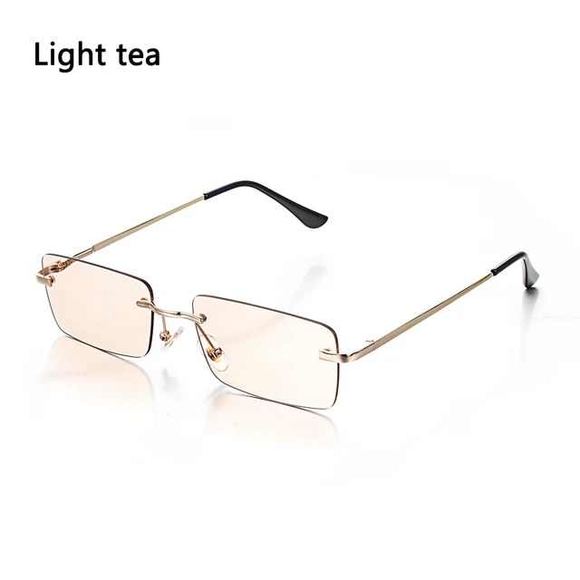 2021 Fashion Rectangle Rimless Sunglasses Square Vintage Glasses Luxury Design Unisex Retro Frame Gradient Glasses UV400 Eyewear black cat eye sunglasses Sunglasses