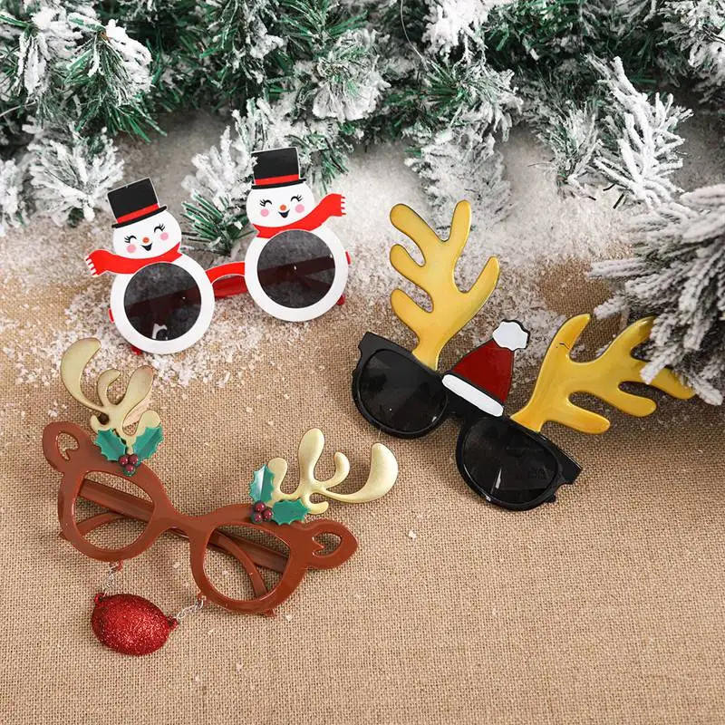 Cute Christmas Glasses Snowman Santa Claus Christmas Tree Xmas