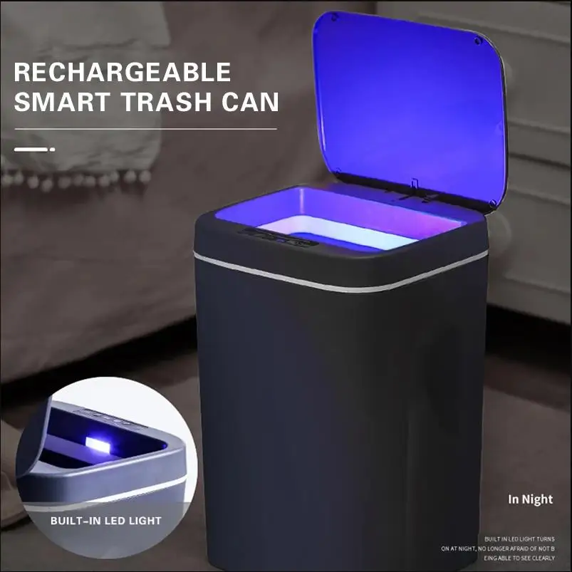 12/14/16L Intelligent Trash Can Automatic Sensor Dustbin Sensor Electric Waste Bin Home Rubbish Can For Kitchen Bathroom Garbage