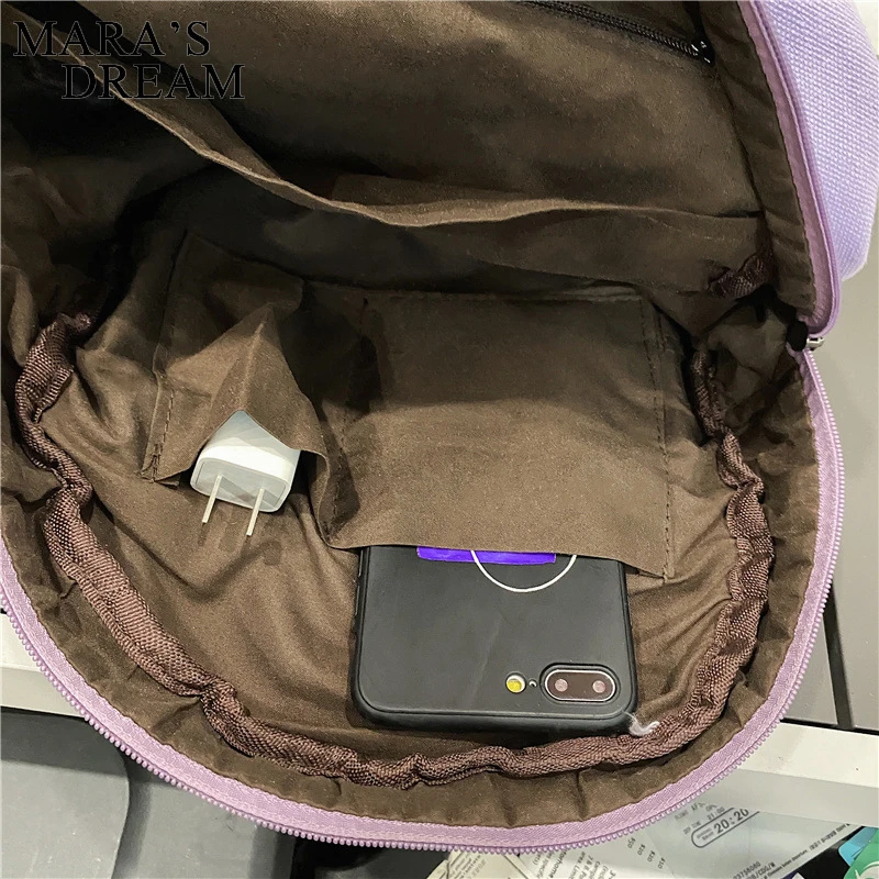 Mara Dream Canvas Women Backpack Vintage Small School Backpacks Women Zipper Travel Bagpack Female Solid Casual Schoolbag Travel 5